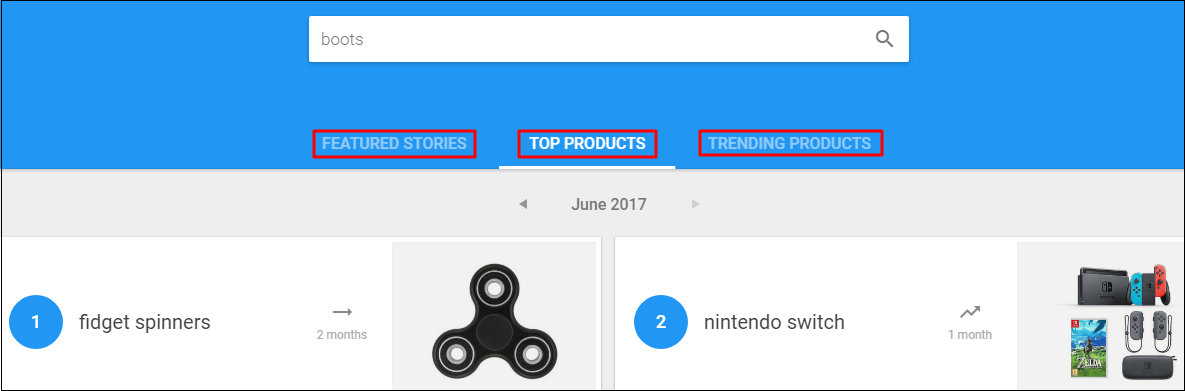Main features of Google Shopping Insights